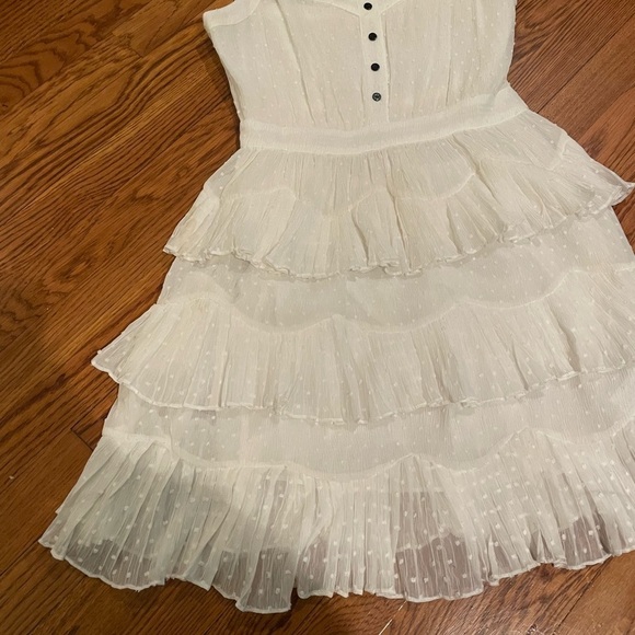 Maje White Ruffle Dress Size 2/Medium - Picture 4 of 9